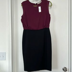 LOFT plum and black mixed media dress